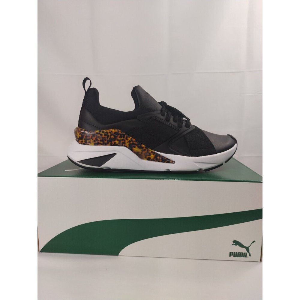Puma Womens Muse X5 Leopard Lace Up   Sneakers Shoes Casual   - Black